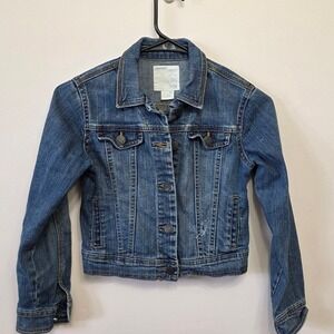 Y2K Old Navy Kids Denim Jean Jacket Medium Blue Wash Button Front Size M